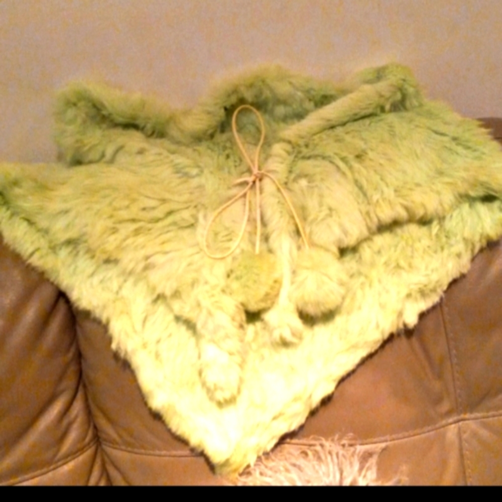 Genuine fur poncho